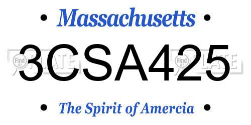 3CSA425 Massachusetts License Plate