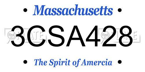 3CSA428 Massachusetts License Plate