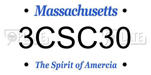 3CSC30 Massachusetts License Plate