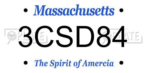 3CSD84 Massachusetts License Plate
