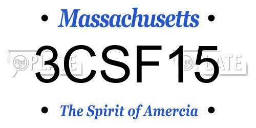 3CSF15 Massachusetts License Plate