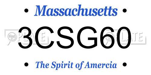 3CSG60 Massachusetts License Plate