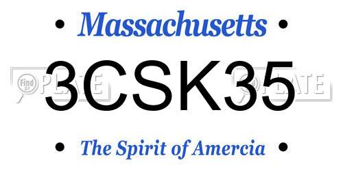 3CSK35 Massachusetts License Plate