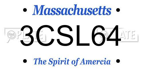 3CSL64 Massachusetts License Plate