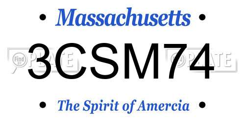 3CSM74 Massachusetts License Plate