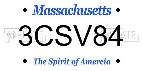 3CSV84 Massachusetts License Plate