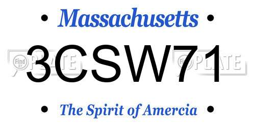 3CSW71 Massachusetts License Plate