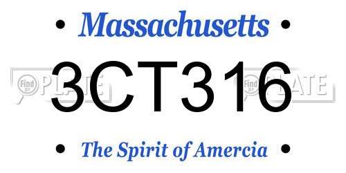 3CT316 Massachusetts License Plate