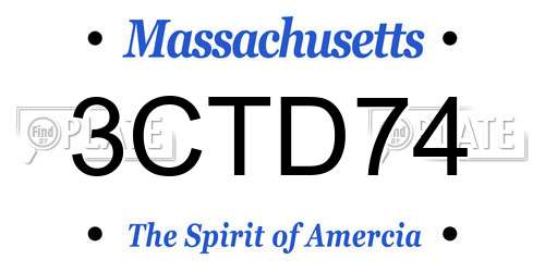 3CTD74 Massachusetts License Plate