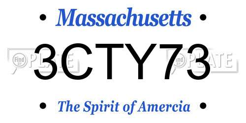 3CTY73 Massachusetts License Plate