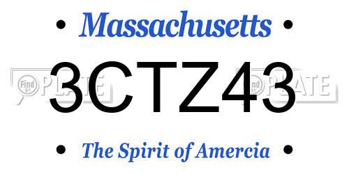 3CTZ43 Massachusetts License Plate