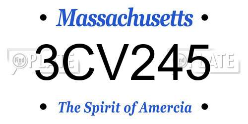 3CV245 Massachusetts License Plate
