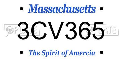 3CV365 Massachusetts License Plate