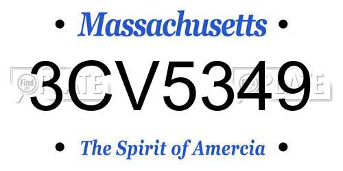 3CV5349 Massachusetts License Plate