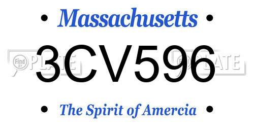 3CV596 Massachusetts License Plate