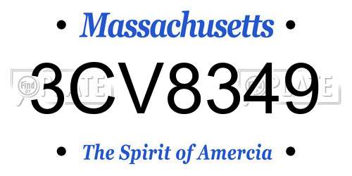 3CV8349 Massachusetts License Plate