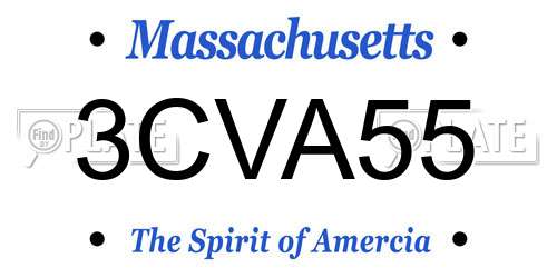 3CVA55 Massachusetts License Plate
