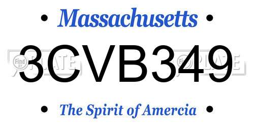 3CVB349 Massachusetts License Plate