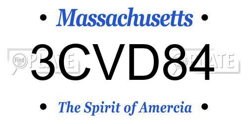 3CVD84 Massachusetts License Plate