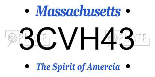 3CVH43 Massachusetts License Plate