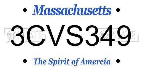 3CVS349 Massachusetts License Plate
