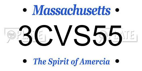 3CVS55 Massachusetts License Plate