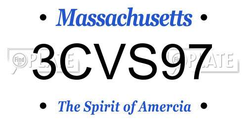 3CVS97 Massachusetts License Plate