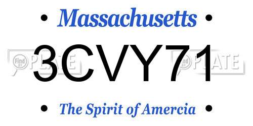 3CVY71 Massachusetts License Plate