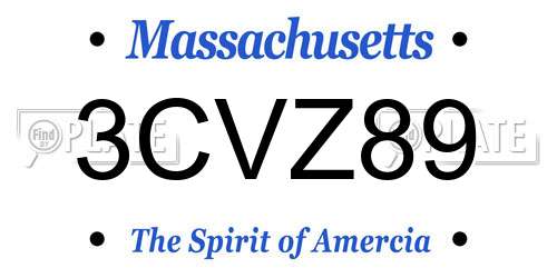 3CVZ89 Massachusetts License Plate