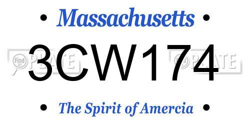 3CW174 Massachusetts License Plate