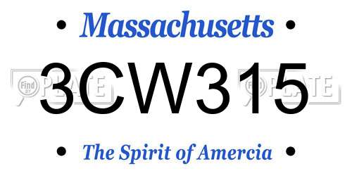 3CW315 Massachusetts License Plate