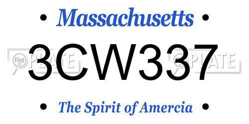 3CW337 Massachusetts License Plate