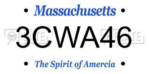 3CWA46 Massachusetts License Plate