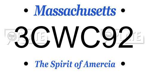 3CWC92 Massachusetts License Plate