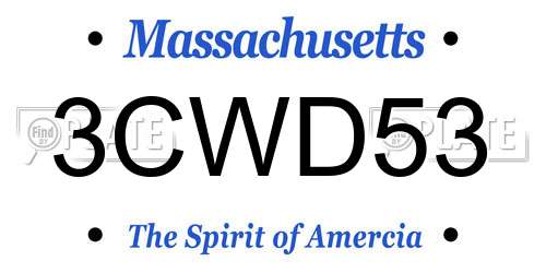 3CWD53 Massachusetts License Plate