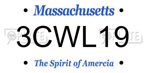 3CWL19 Massachusetts License Plate