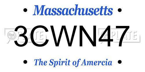 3CWN47 Massachusetts License Plate