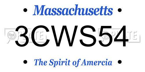 3CWS54 Massachusetts License Plate