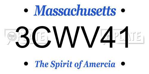 3CWV41 Massachusetts License Plate