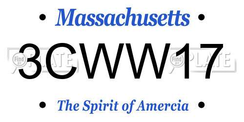 3CWW17 Massachusetts License Plate