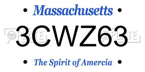 3CWZ63 Massachusetts License Plate