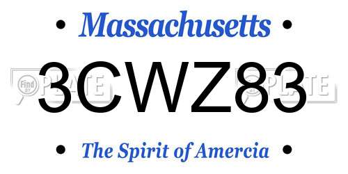3CWZ83 Massachusetts License Plate