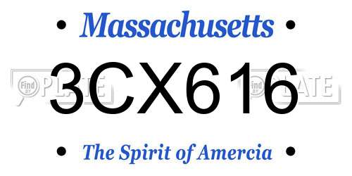3CX616 Massachusetts License Plate