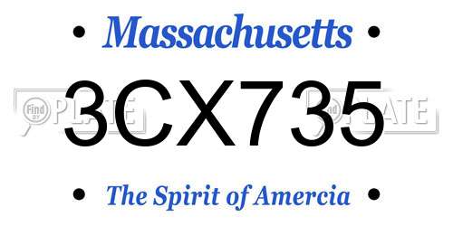 3CX735 Massachusetts License Plate
