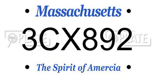 3CX892 Massachusetts License Plate