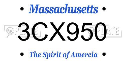 3CX950 Massachusetts License Plate
