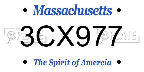 3CX977 Massachusetts License Plate