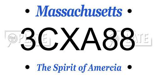 3CXA88 Massachusetts License Plate