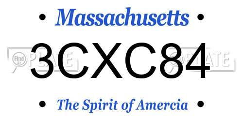 3CXC84 Massachusetts License Plate