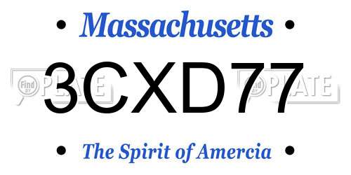 3CXD77 Massachusetts License Plate